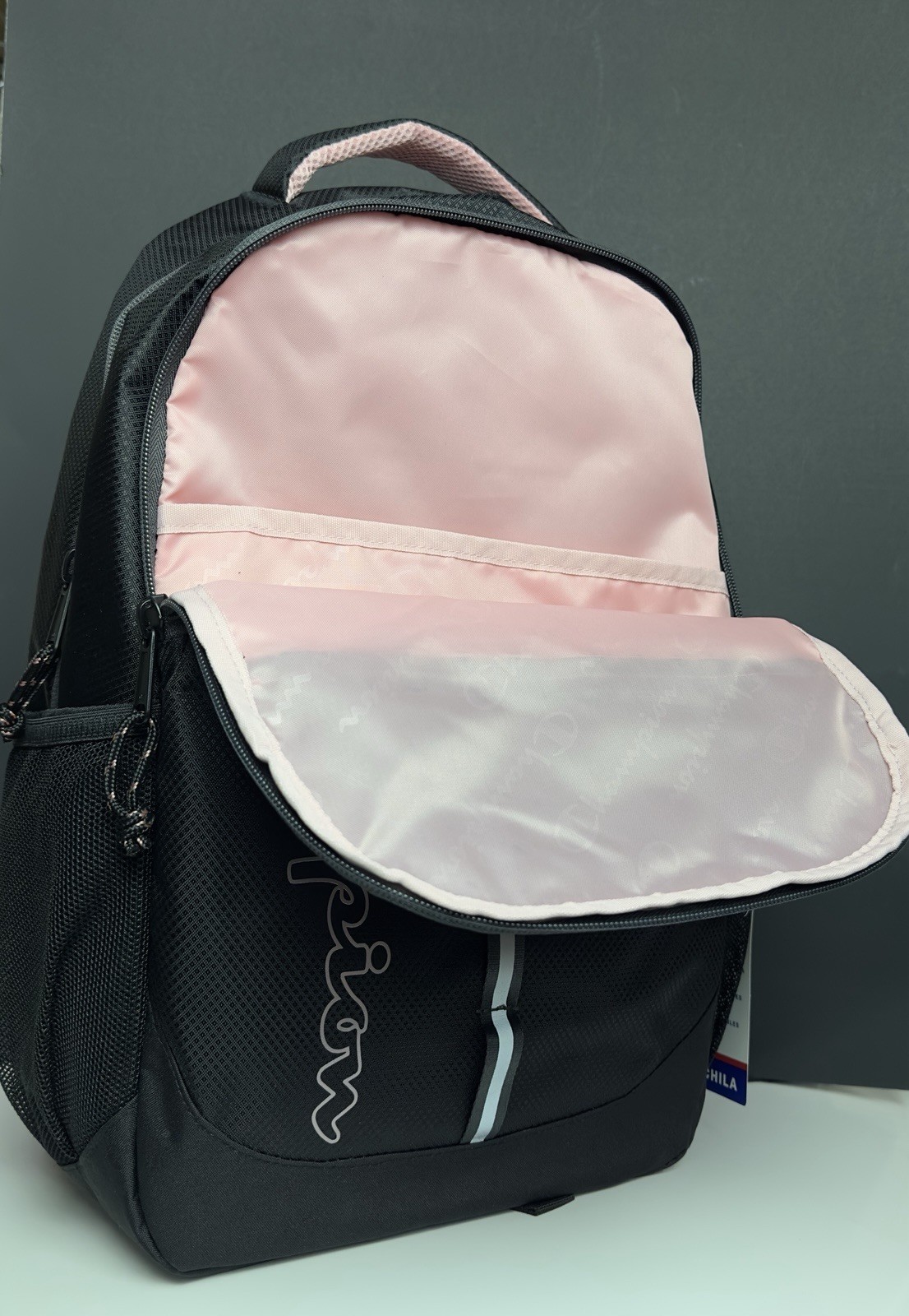 Champion Black Pink Zip Backpack Adjustable Strap Padded
