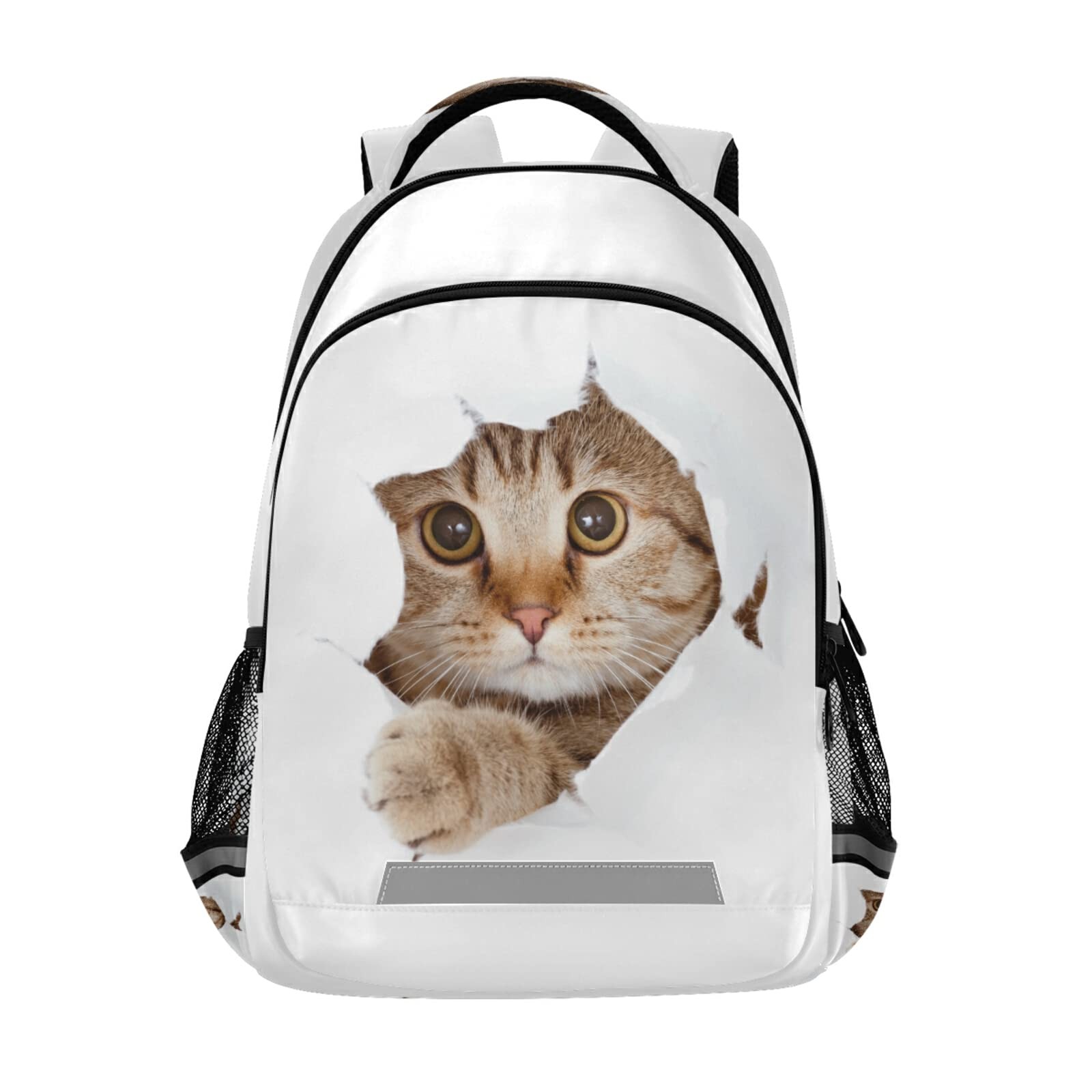 Lovely Cat Backpack Funny Animal White School College Laptop Casual Daypack