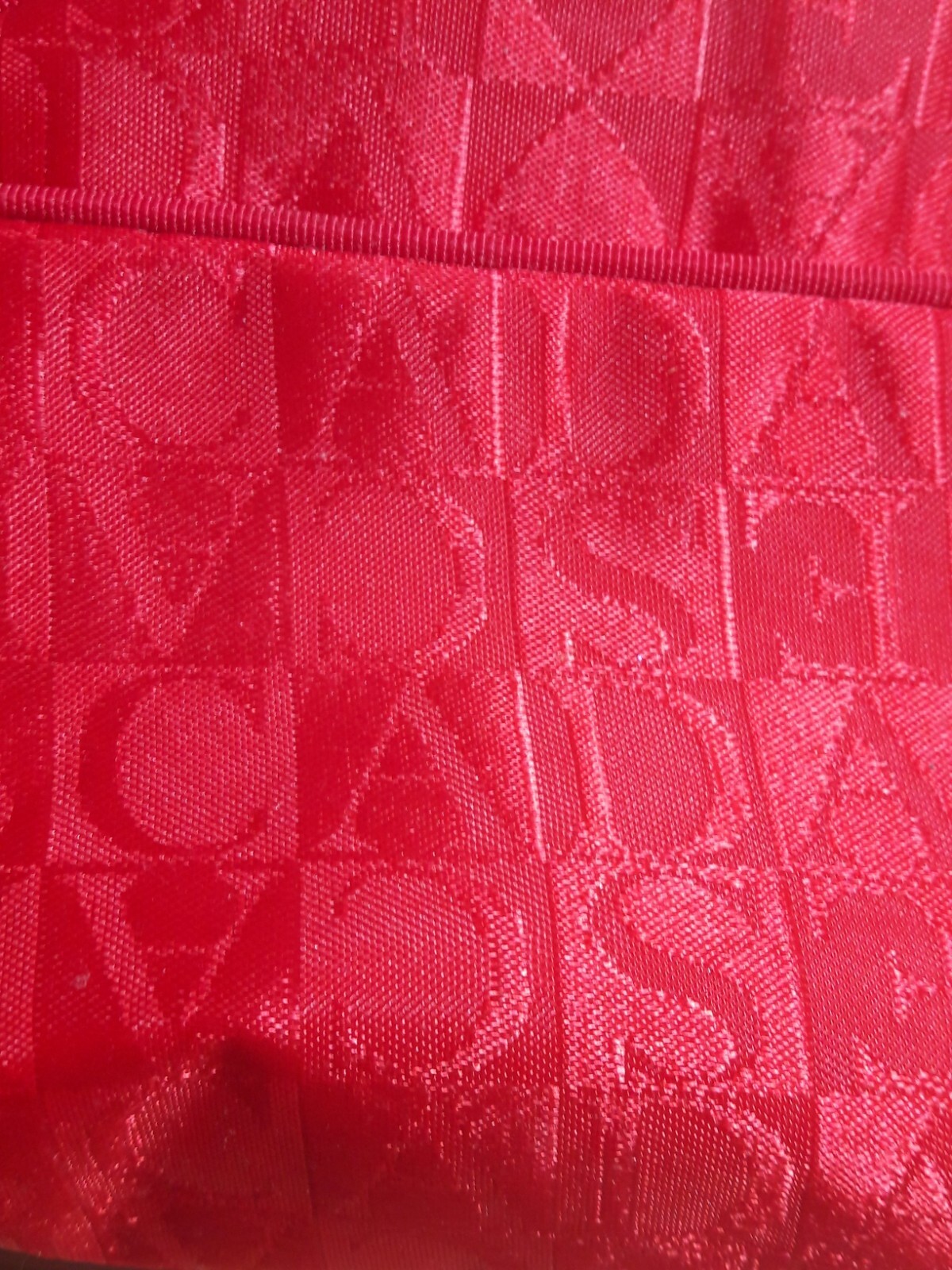 RARE Vintage Escada Toiletry Make Up Bag Red Satin Signature Zip Top