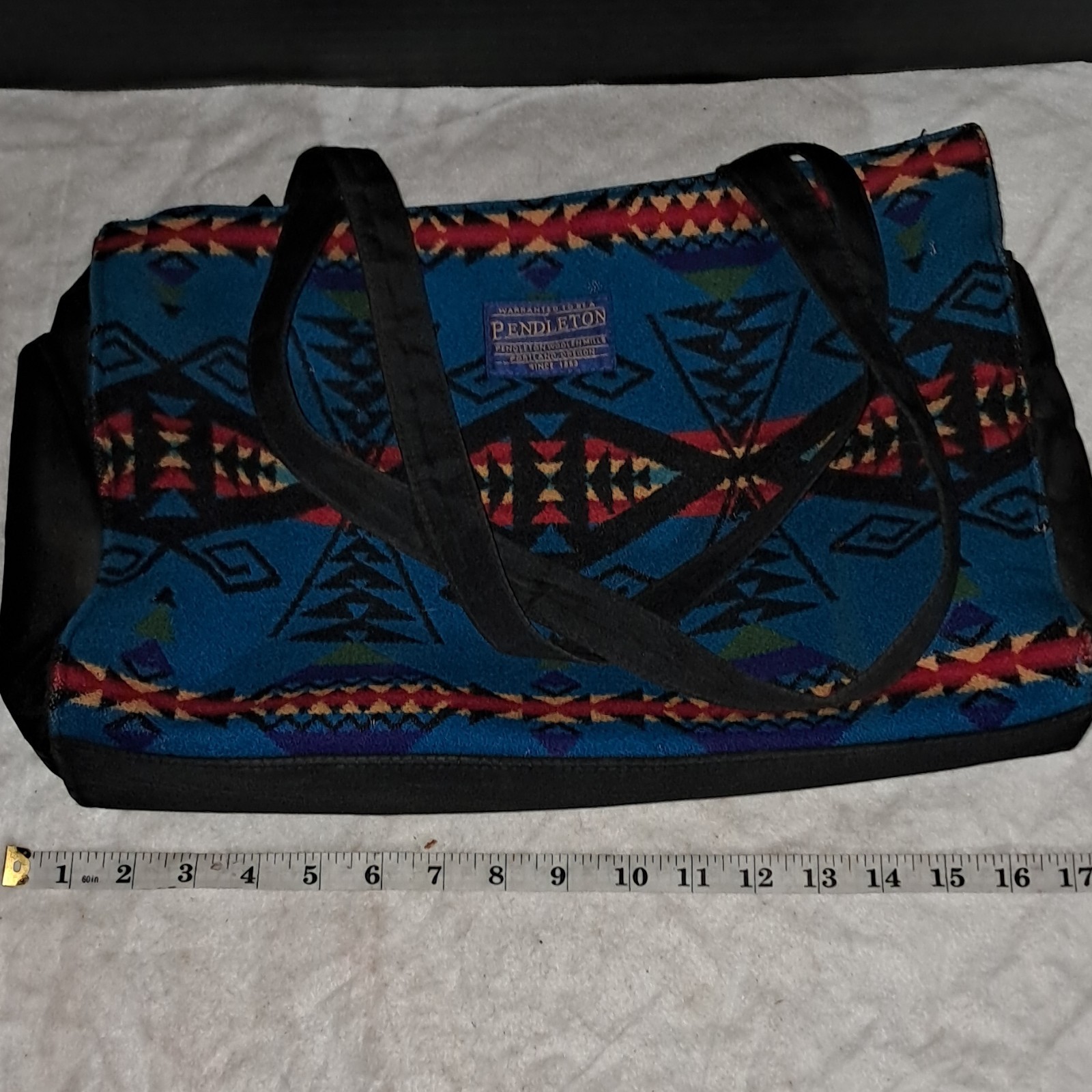 Pendleton Blue Geometric Shoulder Bag Native American Theme Medium Casual
