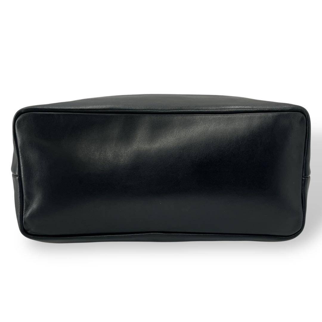 Bally Shoulder Bag Large Capacity Embossed Logo Leather Black 36x38x14cm