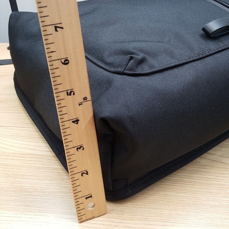 ALFANI Backpack Black Canvas Roll Top Backpack Faux Leather Trim Laptop Sleeve