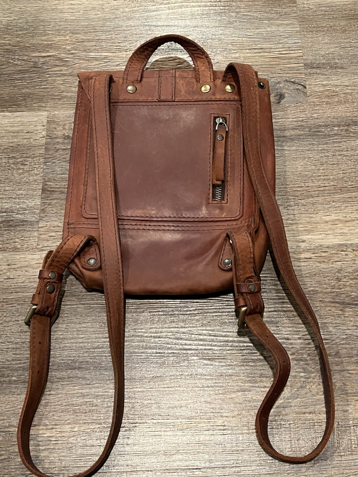 Handcrafted Full Grain Leather Backpack Custom Monogram Rustic Laptop Bag