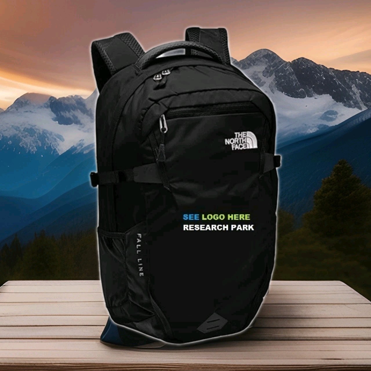 NWT The North Face Fall Line Backpack Daypack Hiking Laptop School Black W/ Logo