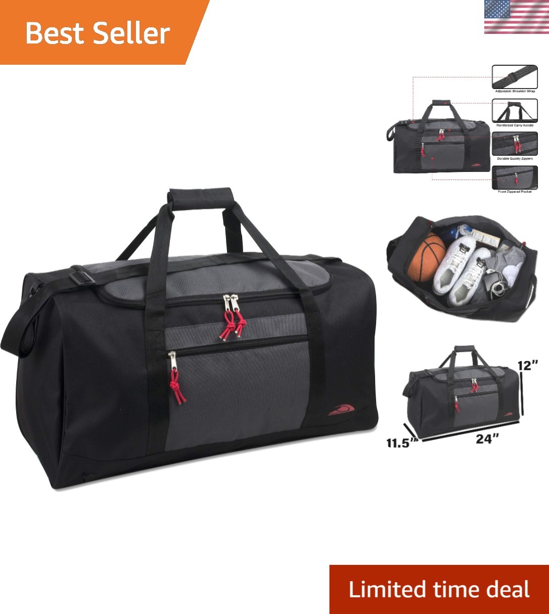 Lightweight Water-Resistant Canvas Duffle Bag for Travel & Gym – 55L Spacious…