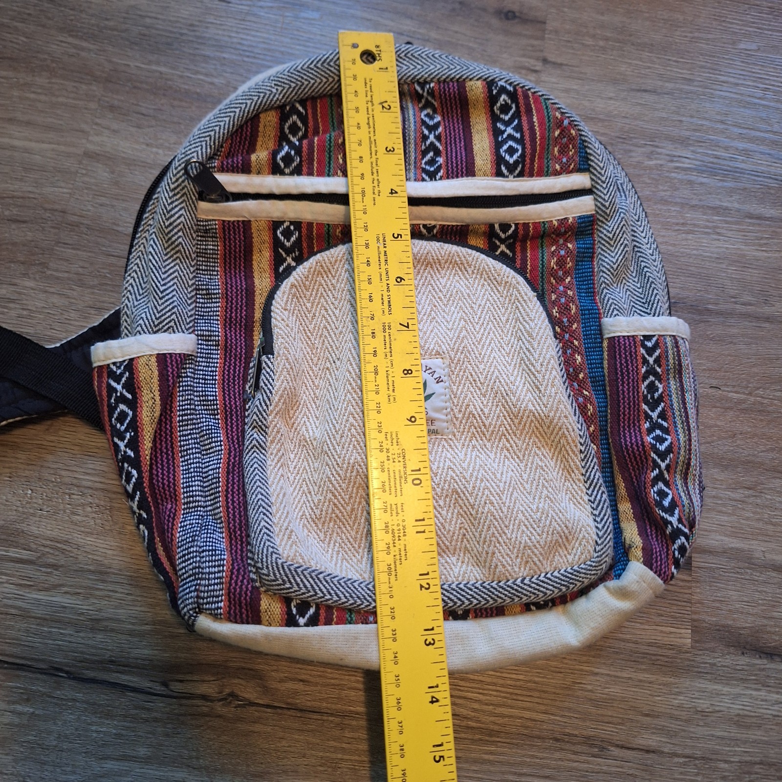 Hemp Backpack Himalayan Hemp Southwestern Aztec Chevron Boho Hippie Festival