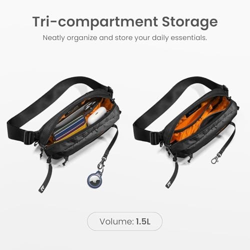 Sling Bag with RFID Blocking, Crossbody Bag Minimalist Chest 1.5L Black