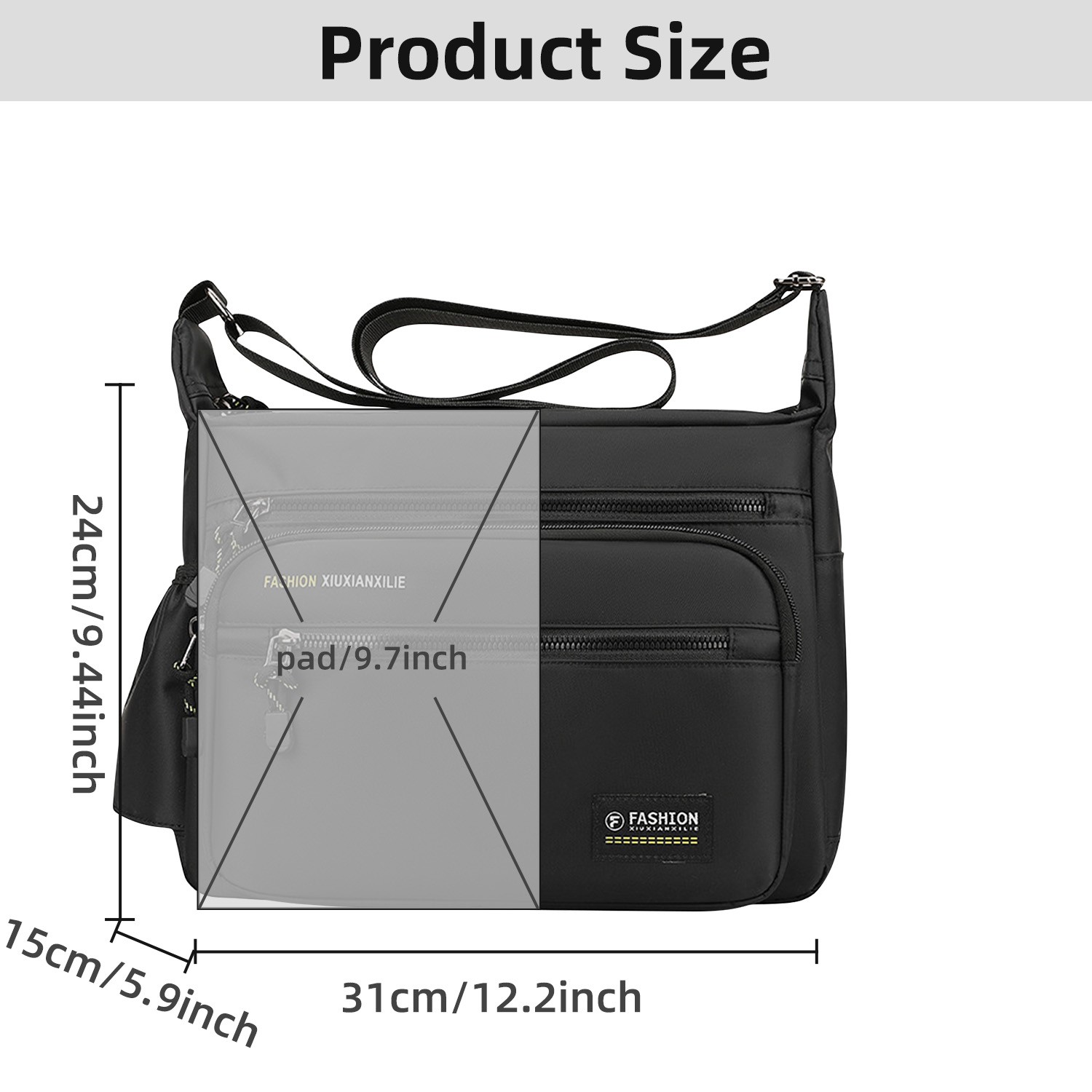 Large Men’s Sling Shoulder Bag, Durable Crossbody Pack for Daily Work & Travel