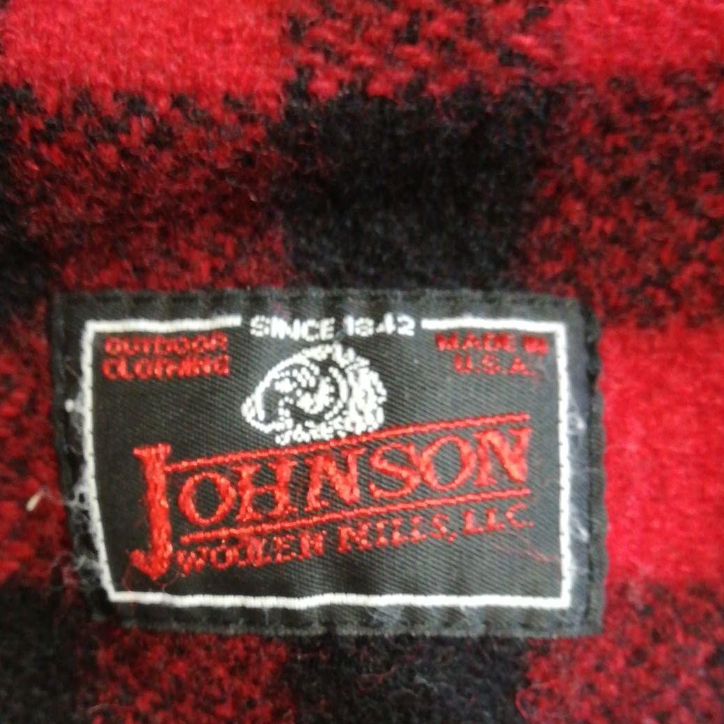 JOHNSON Backpack Made in USA Red Black Check Wool 43cm x 37cm