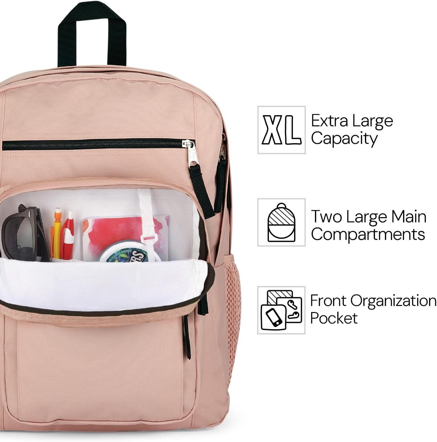 JanSport Laptop Backpack – Computer Bag with 2 Compartments, One Size, Black
