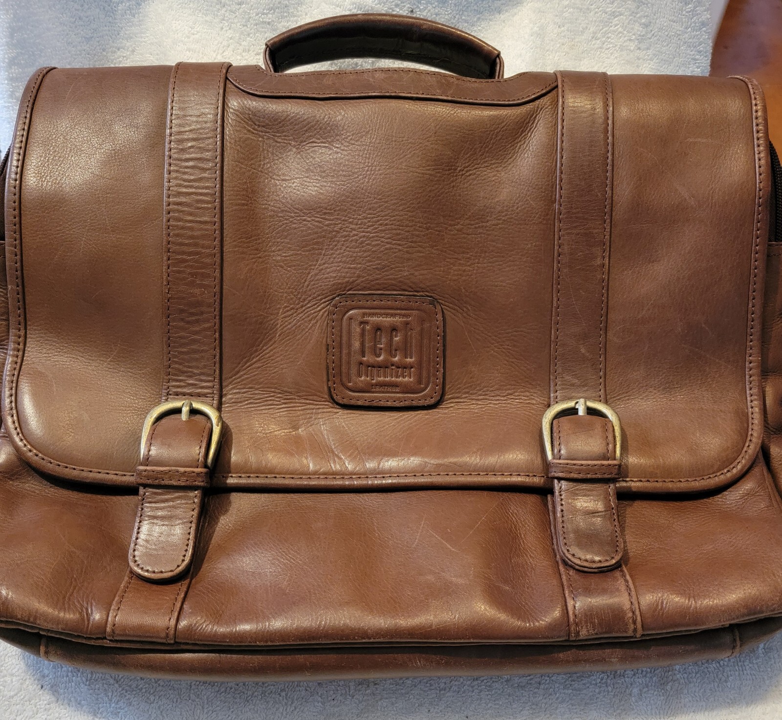 Tech Organizer – Handcrafted Leather Laptop Messenger Bag -So Many Compartments