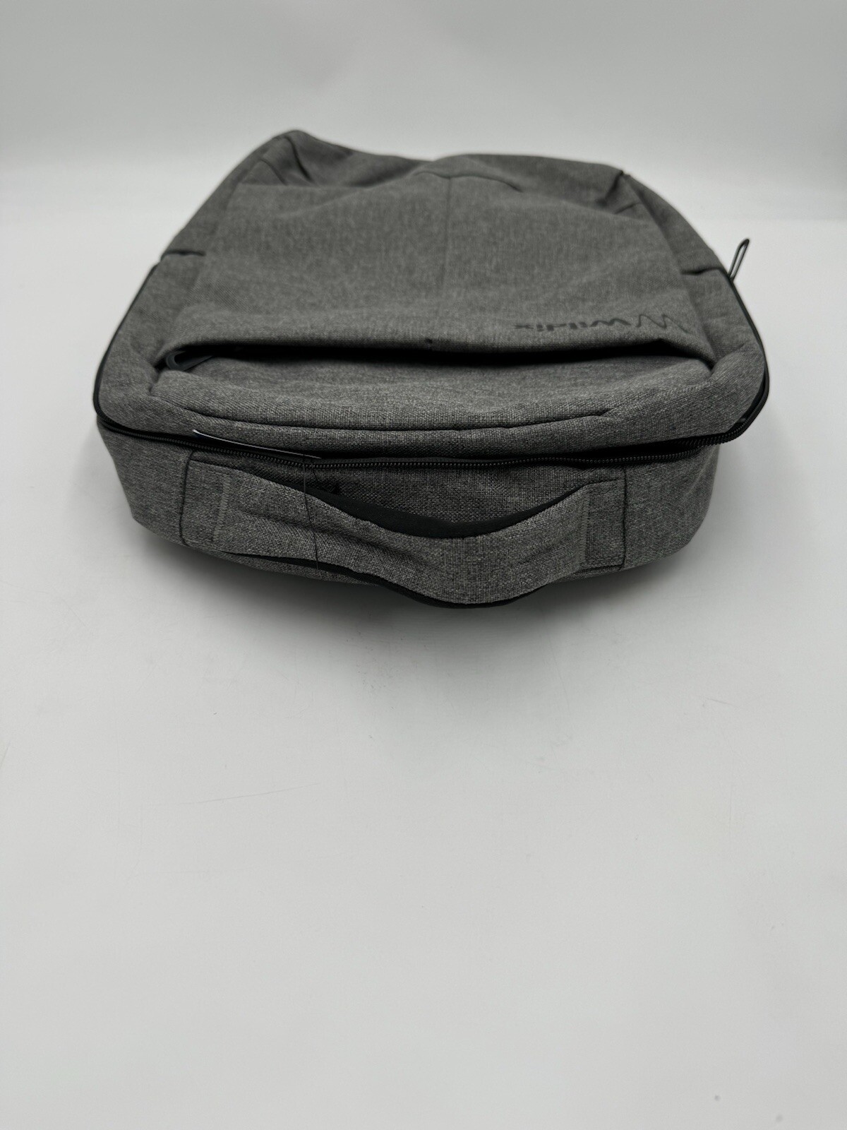 Grey Laptop Travel Work School Backpack Padded Zipper Close Adjustable Strap