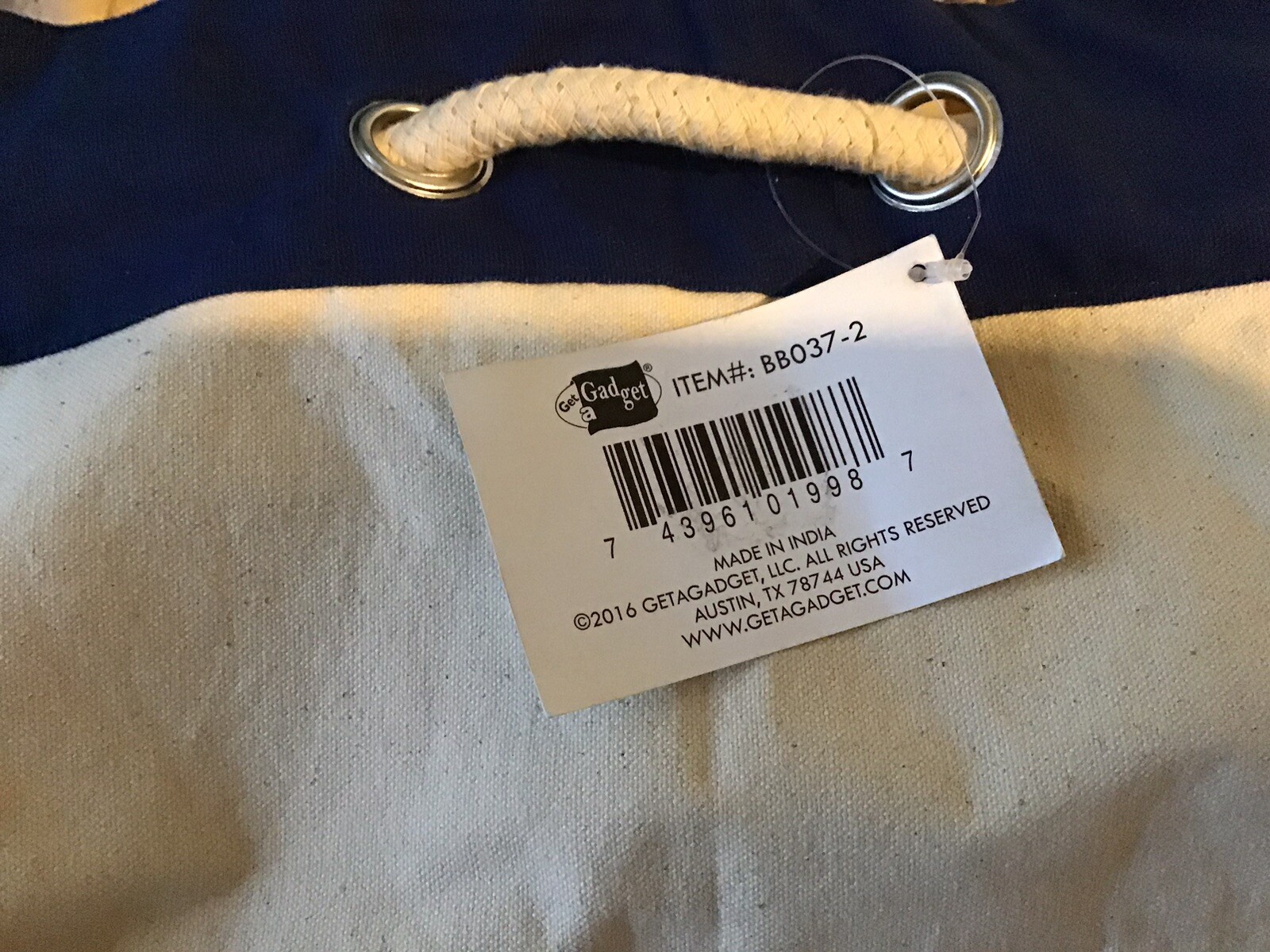 Canvas Duffle Bag 100% Cotton Drawstring Sailor Style Kit Bag Orlando Souvenir