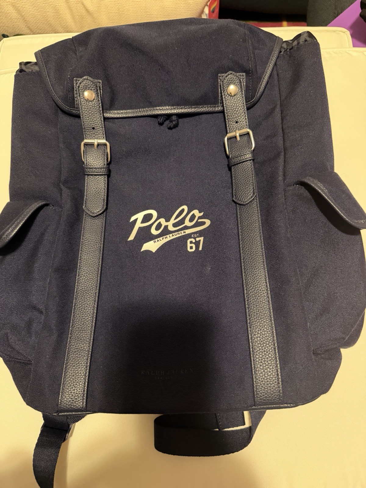 Ralph Lauren Polo 67 Navy Backpack Drawstring Buckle, Adjustable Straps
