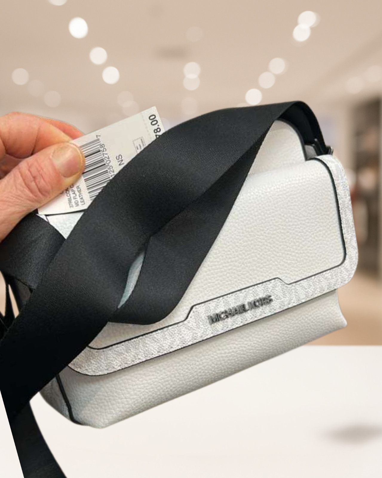 Michael Kors Cooper Medium Leather & Logo Flap Camera Crossbody Bag Bright White