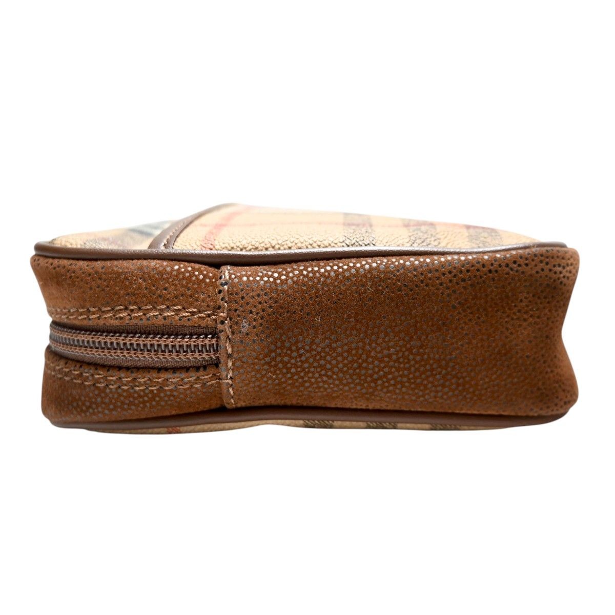 Authentic Burberrys Leather & PVC Clutch Bag, Beige, approx 9 x 6 inches