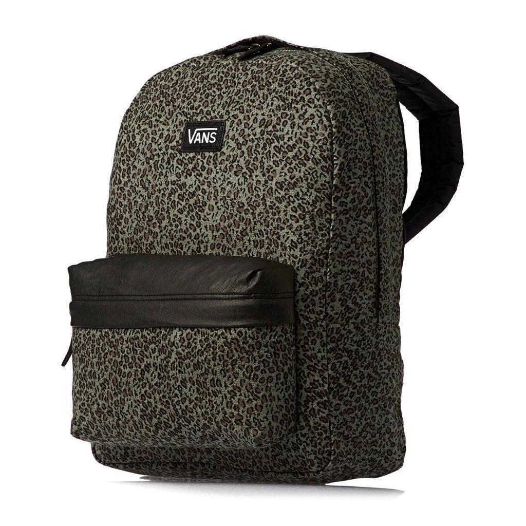 Vans Off The Wall Deana II Green Leopard 100% Cotton Backpack Bookbag New NWT
