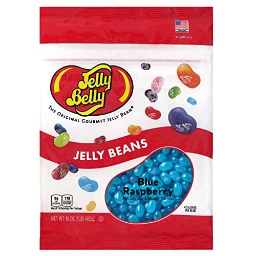 Blue Raspberry Jelly Beans – 1 Pound (16 Ounces) Resealable Bag – Genuine,