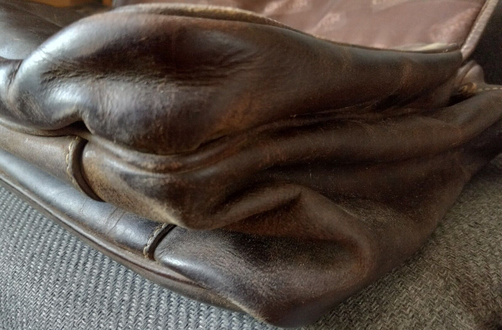 Leather Briefcase Bag Canyon Outback Brown Large Vintage India