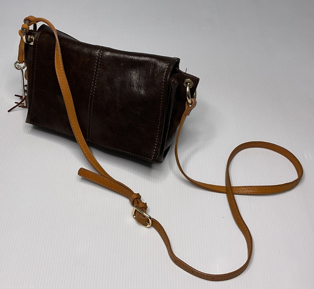 ADOLFO DOMINGUEZ Chocolate Brown Leather Crossbody/Messenger Handbag Purse