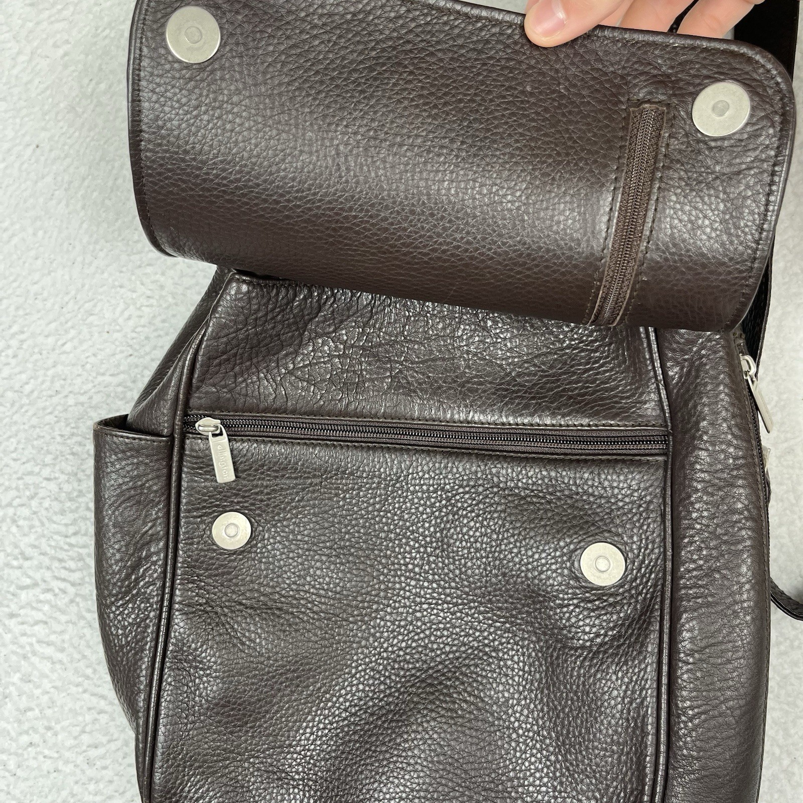 Vintage Ellington Brown Leather Backpack Saddle Bag Pebbled Genuine Leather