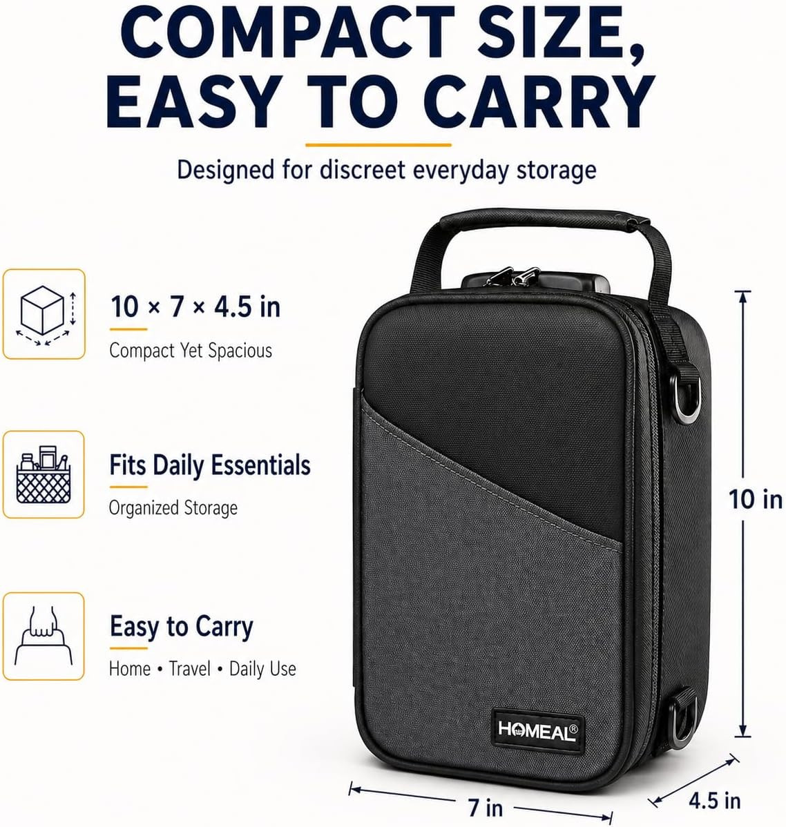 1 Lockable Smell Proof Bag Carbon Odor Control Storage for Travel Home Car
