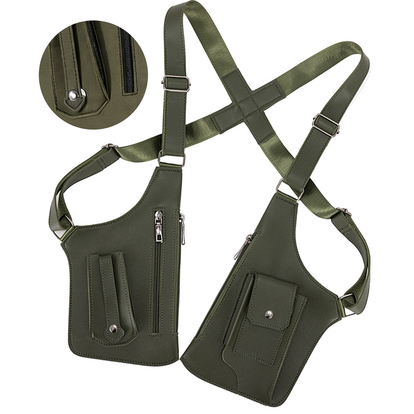 Double Shoulder Armpit Bag for Men, Anti-Theft Bag with Double Shoulder Straps