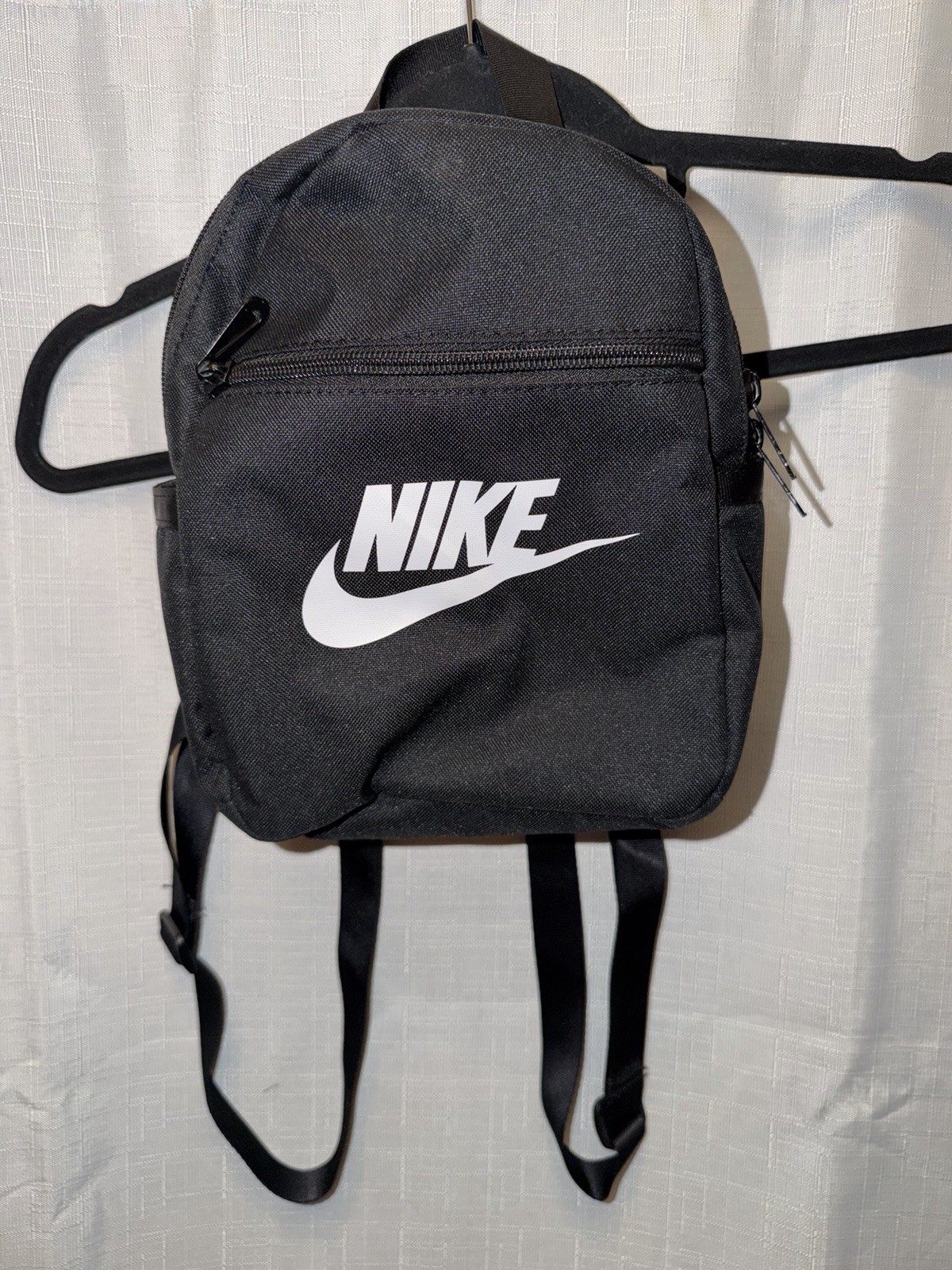 Black Nike Mini Backpack Swoosh Adjustable White Logo