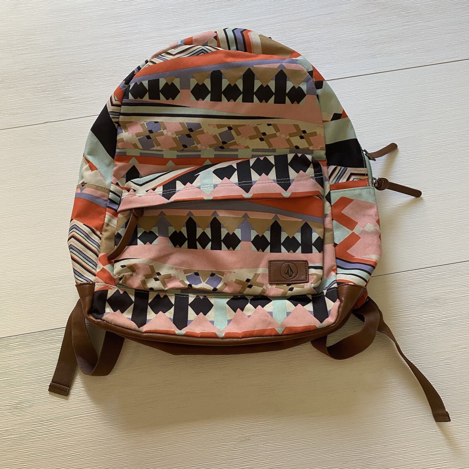Volcom Backpack 16”x16” 2 Pockets Study Surf Snowboard Skate Zippers Adjustable