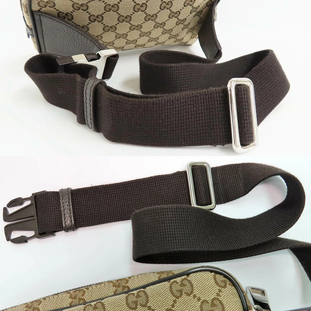 Gucci GG canvas Belt Bag 449174 Body bag Beige Brown Silver hardware Used