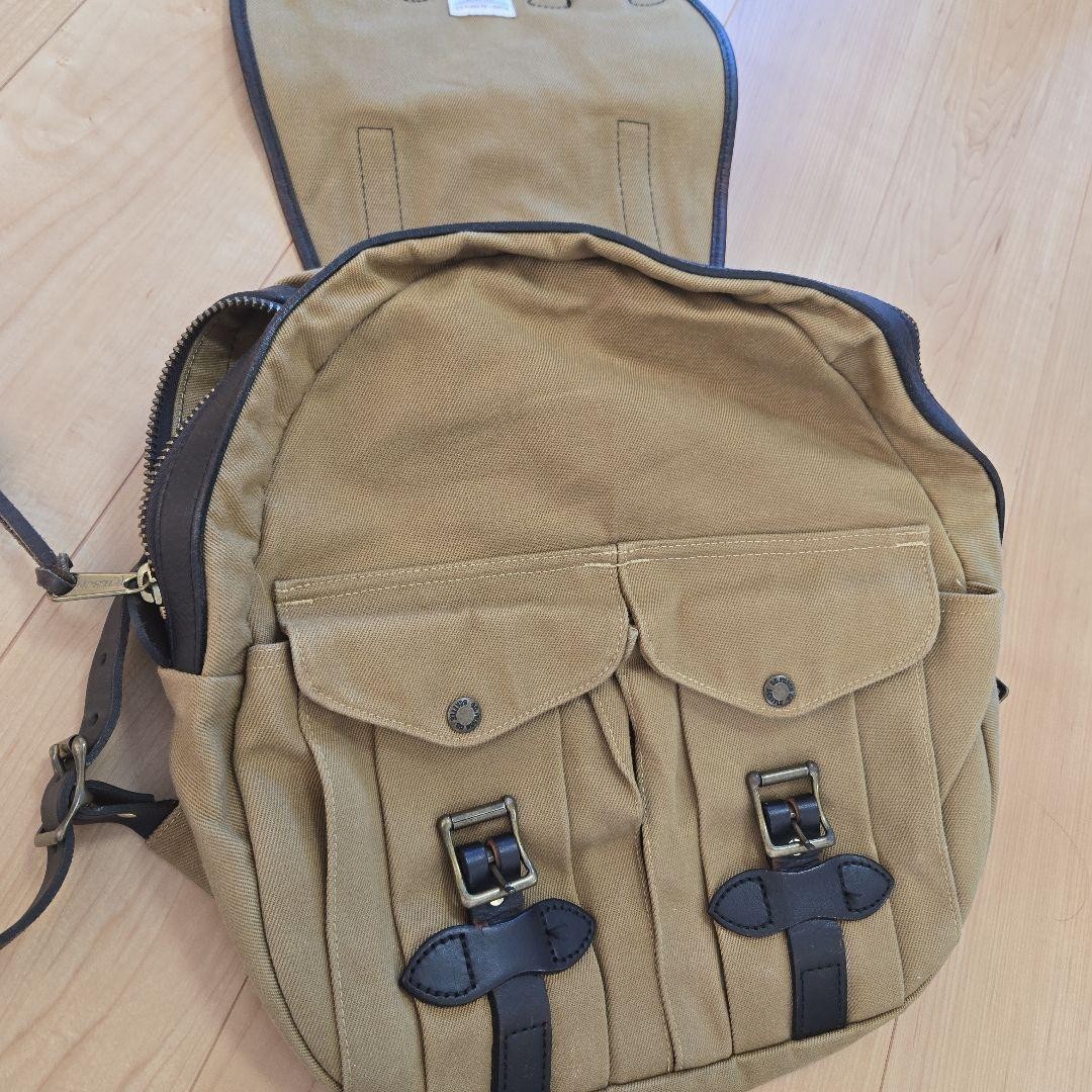 Filson Rucksack Backpack Tan Cotton Twill Leather 38cm 43cm 13cm From Japan