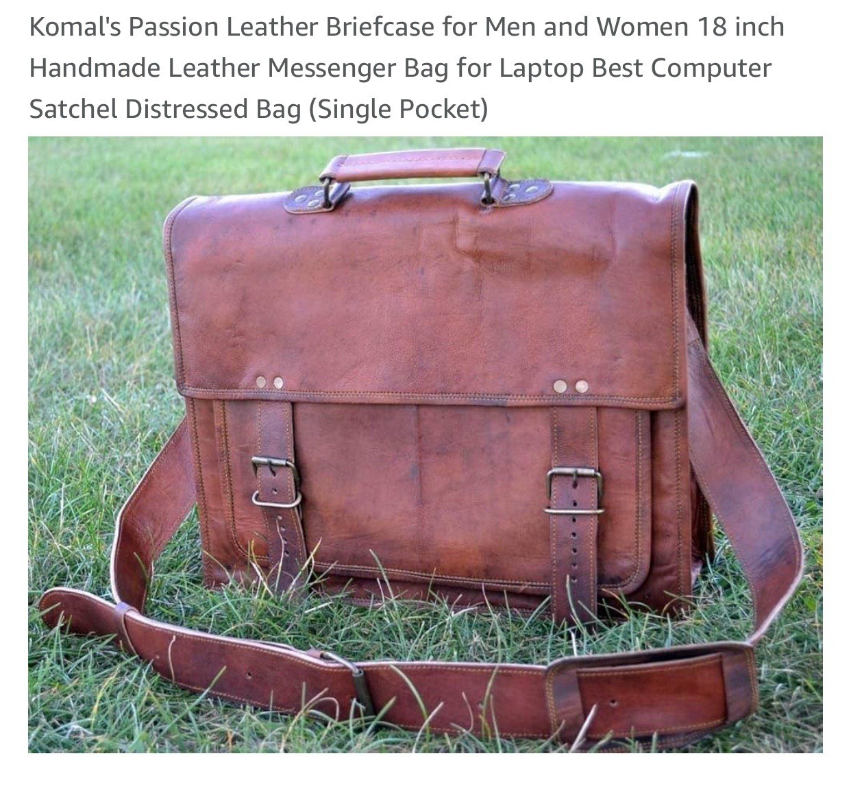Komal’s Passion Handmade Leather Satchel Laptop Messenger Bag Canvas 18”