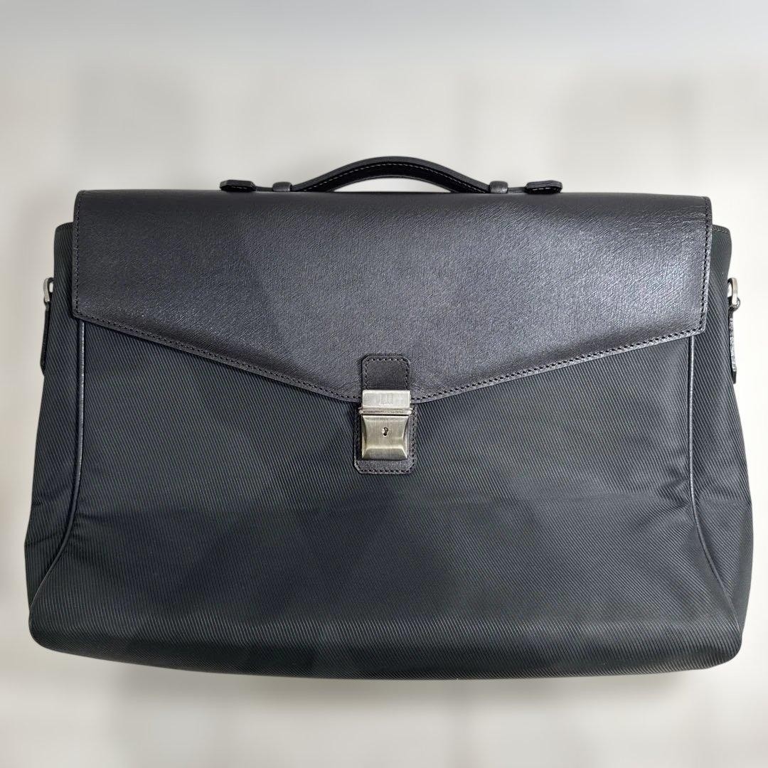 Dunhill Black Nylon Leather 2Way Business Briefcase 38cm