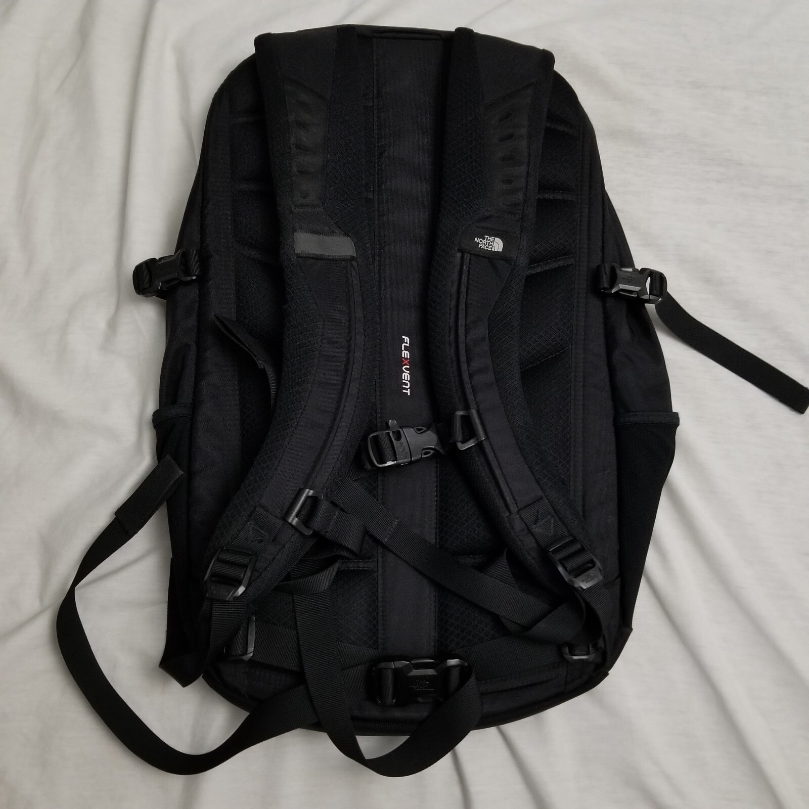 The North Face Fall Line Backpack Black Hiking Travel Outdoor School Work Logo