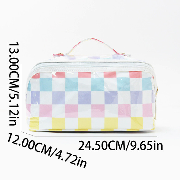Large Striped Makeup Bag Waterproof PVC Cosmetic Case Travel Toiletry Organizer