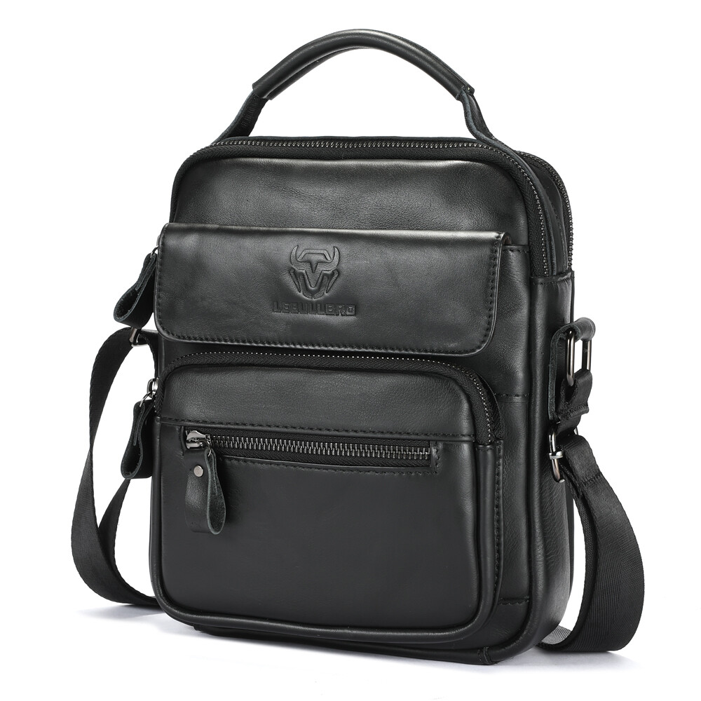 LEBULLBRO Mens Cowhide Leather Sling Bag Shoulder Crossbody Bags Business Bag