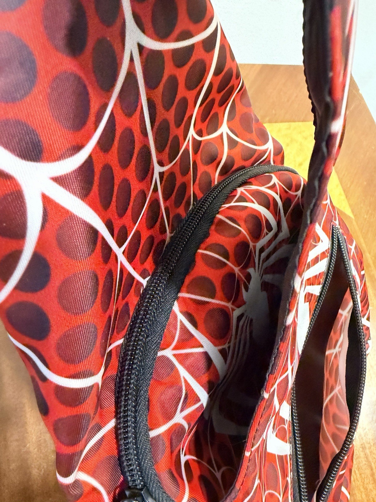 Spider-Man Sling Backpack Bag Red Black Web Polka Dot 11.5″ x 7.5″