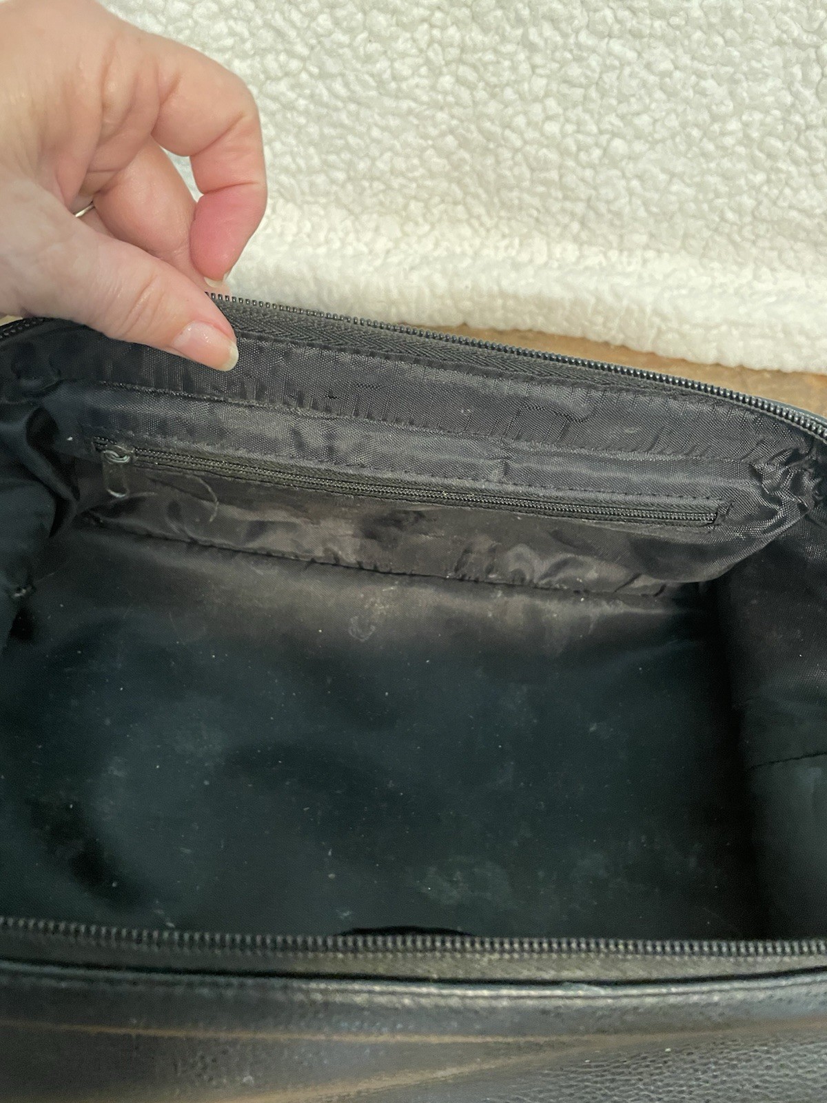 DOPP Classic Black Textured Leather Travel Toiletry Pouch