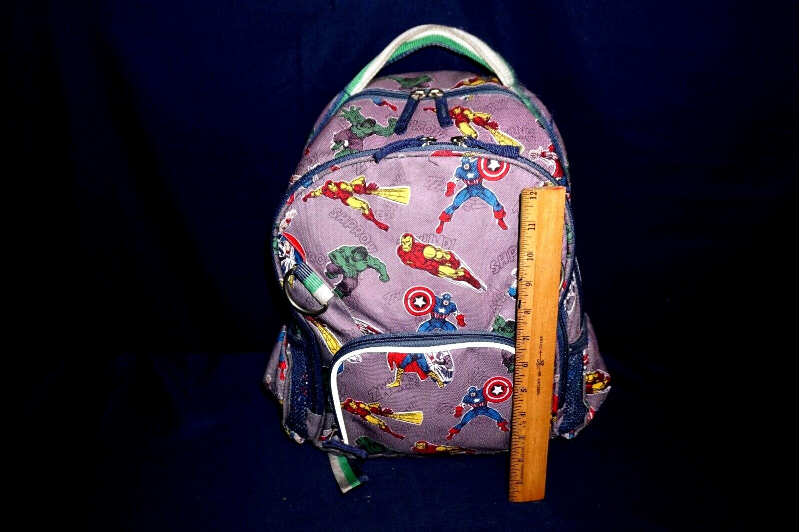 MARVEL SUPER HEROES SCHOOL BACKPACK IRON MAN HULK THOR CAPTAIN AMERICA GREY 16″