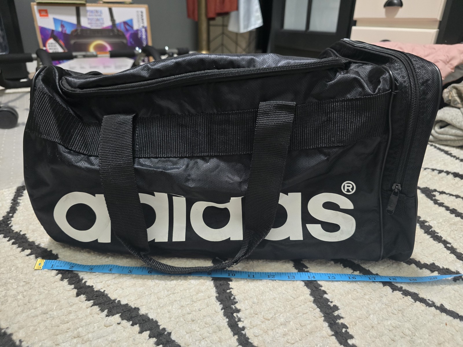 Vintage 90s Adidas Duffle Bag – Gym, Soccer. Travel – Black
