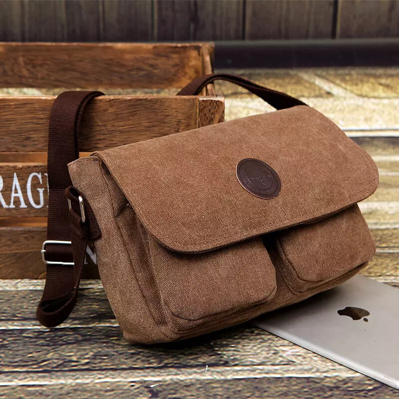Men’s Canvas Cross Body Bag Messenger Shoulder Book Bags School Satchel Vintage