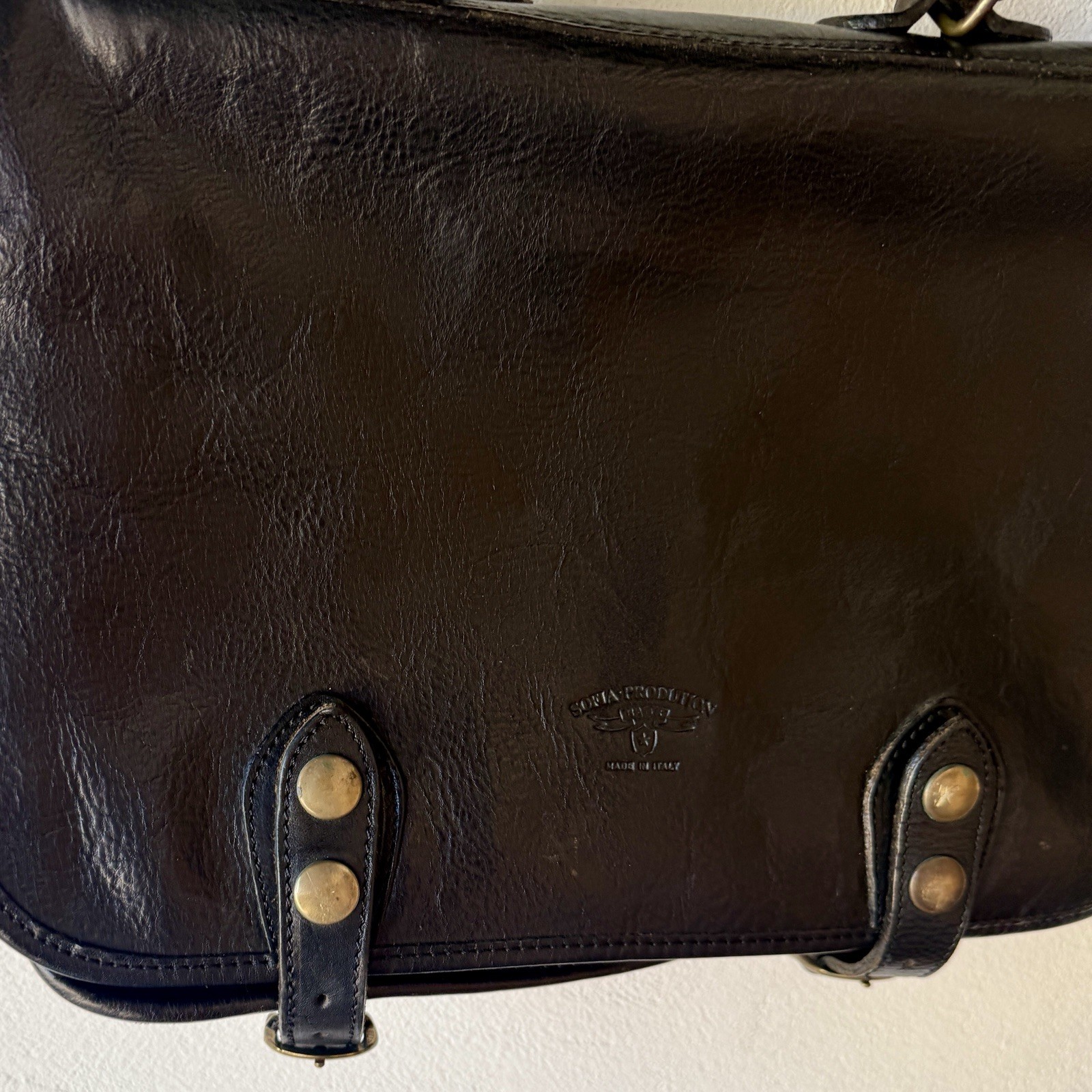 Vintage Sofia Production Black Briefcase Bag Shoulder Strap & Handle 14” x 9”