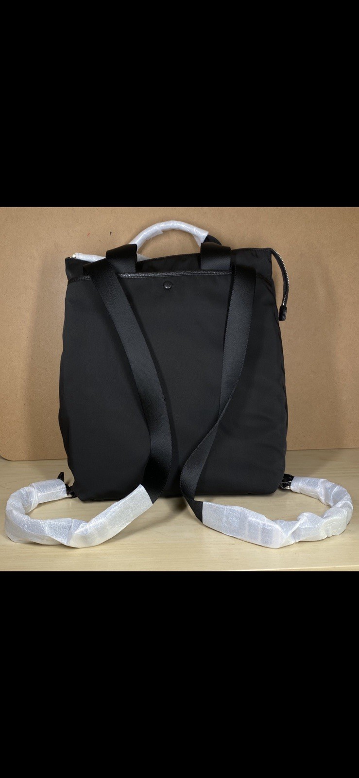 Giorgio Armani Black Backpack Zip Closure Inner Pockets Dust Bag Detach Strap