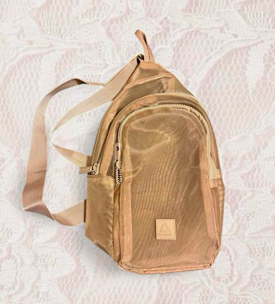 Reebok Beige Sling Bag Crossbody Strap Zip Closure Solid Casual Travel