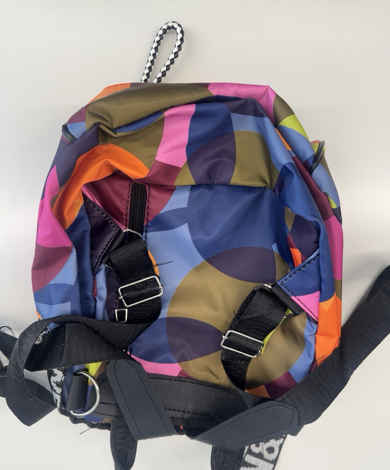 KUCHEN Backpack Purse Multicolor Geometric Print Convertible Shoulder Bag Nylon