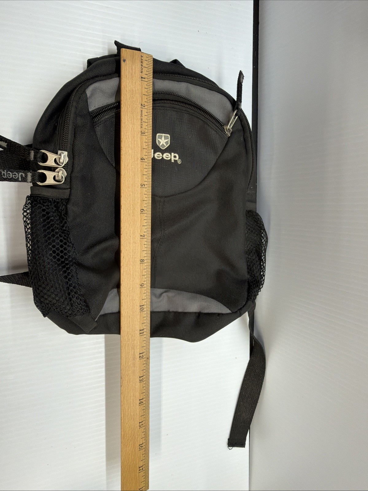 Jeep Mini Backpack Black Gray 12″ x 10″ Small Travel Bag Interior Pockets Logo