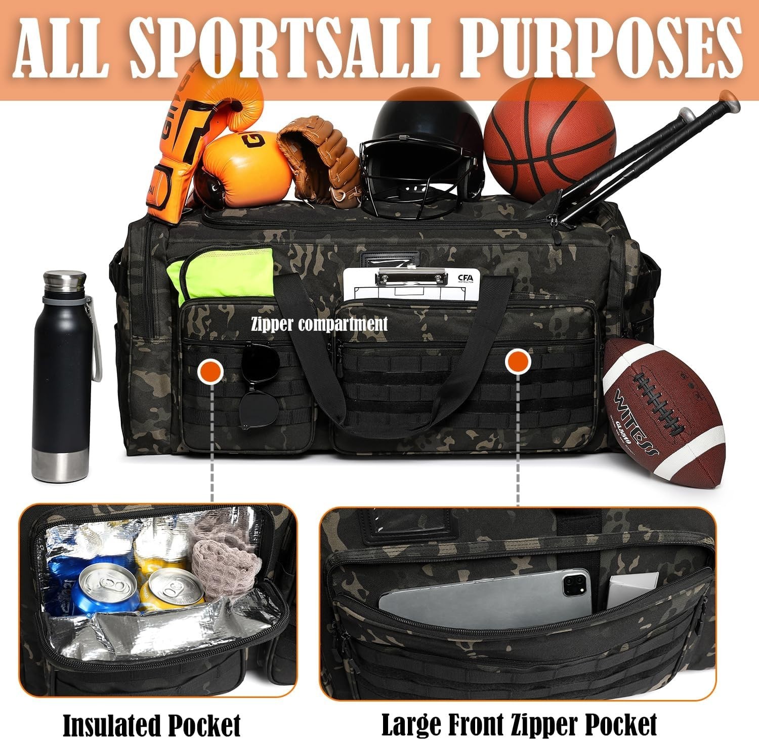 130L Extra Large Polyester Duffle Bag Waterproof Sports Travel Gym Equipment