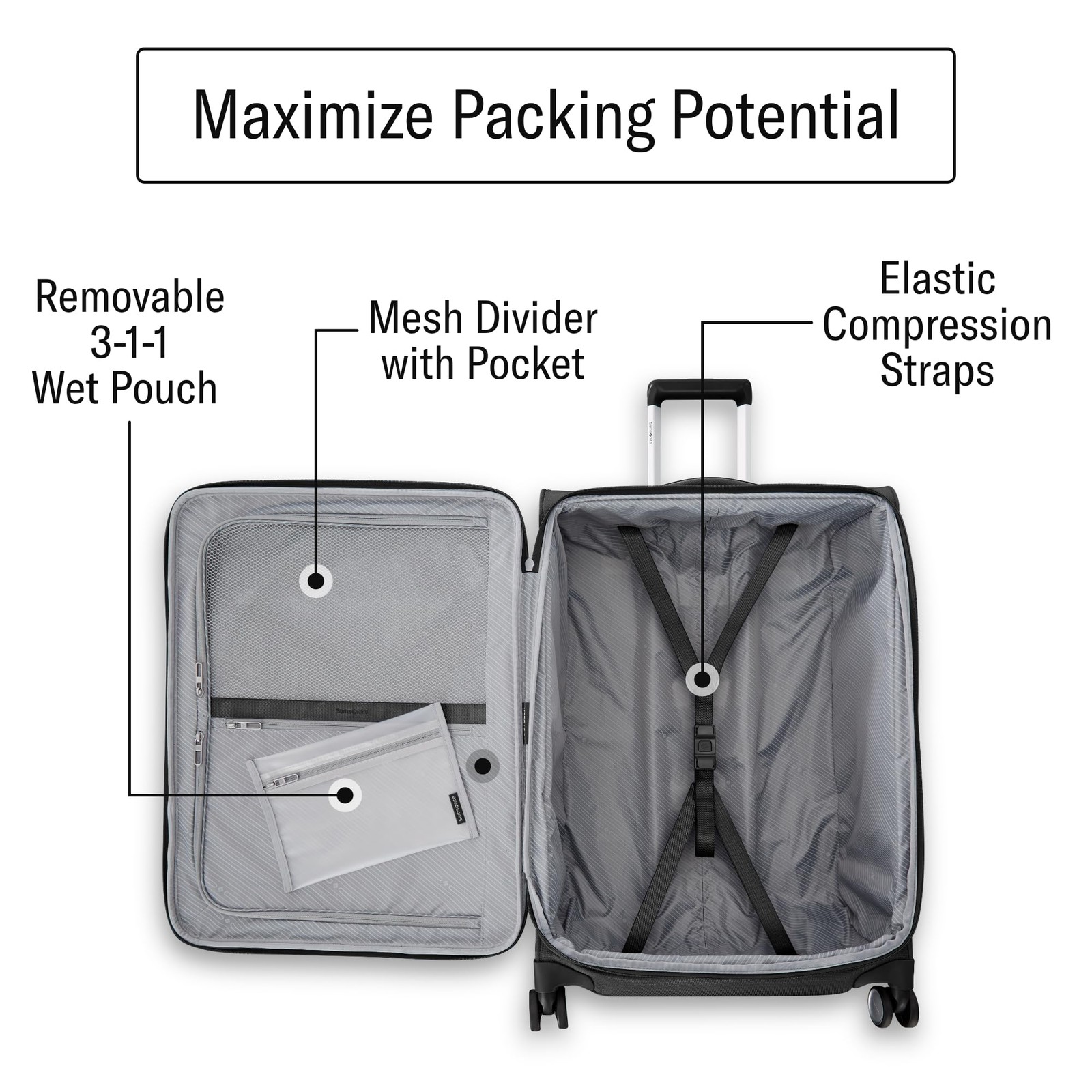 Samsonite UpLIFT Lightweight Softside Expandable Luggage Black Large Checked U1