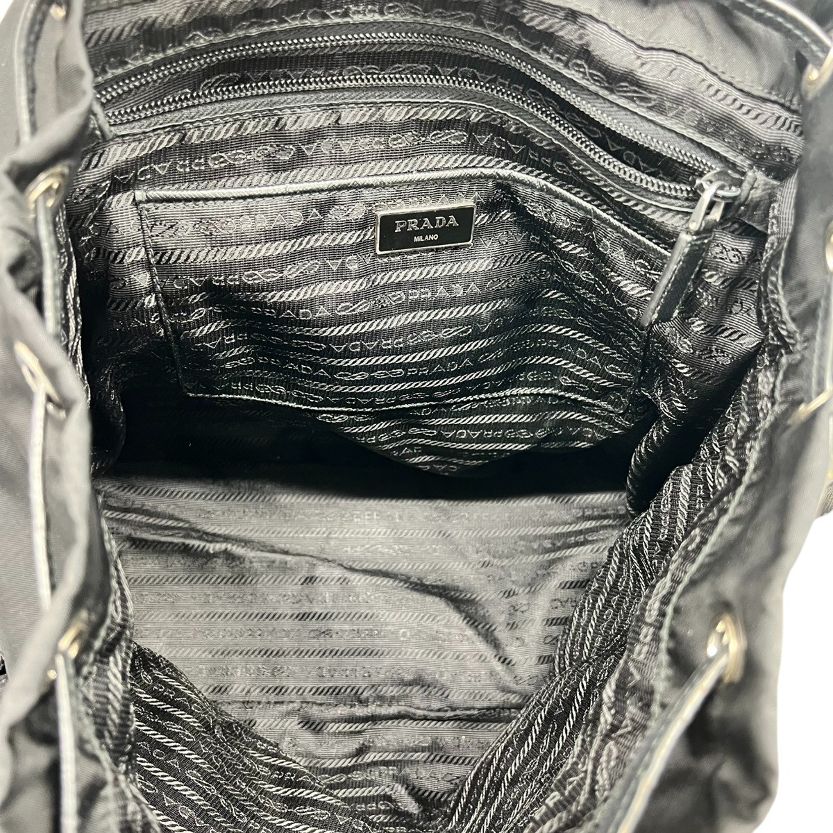PRADA 1BZ811 robot Backpack Â· Daypack black Nylon leather Second Hand B-rank