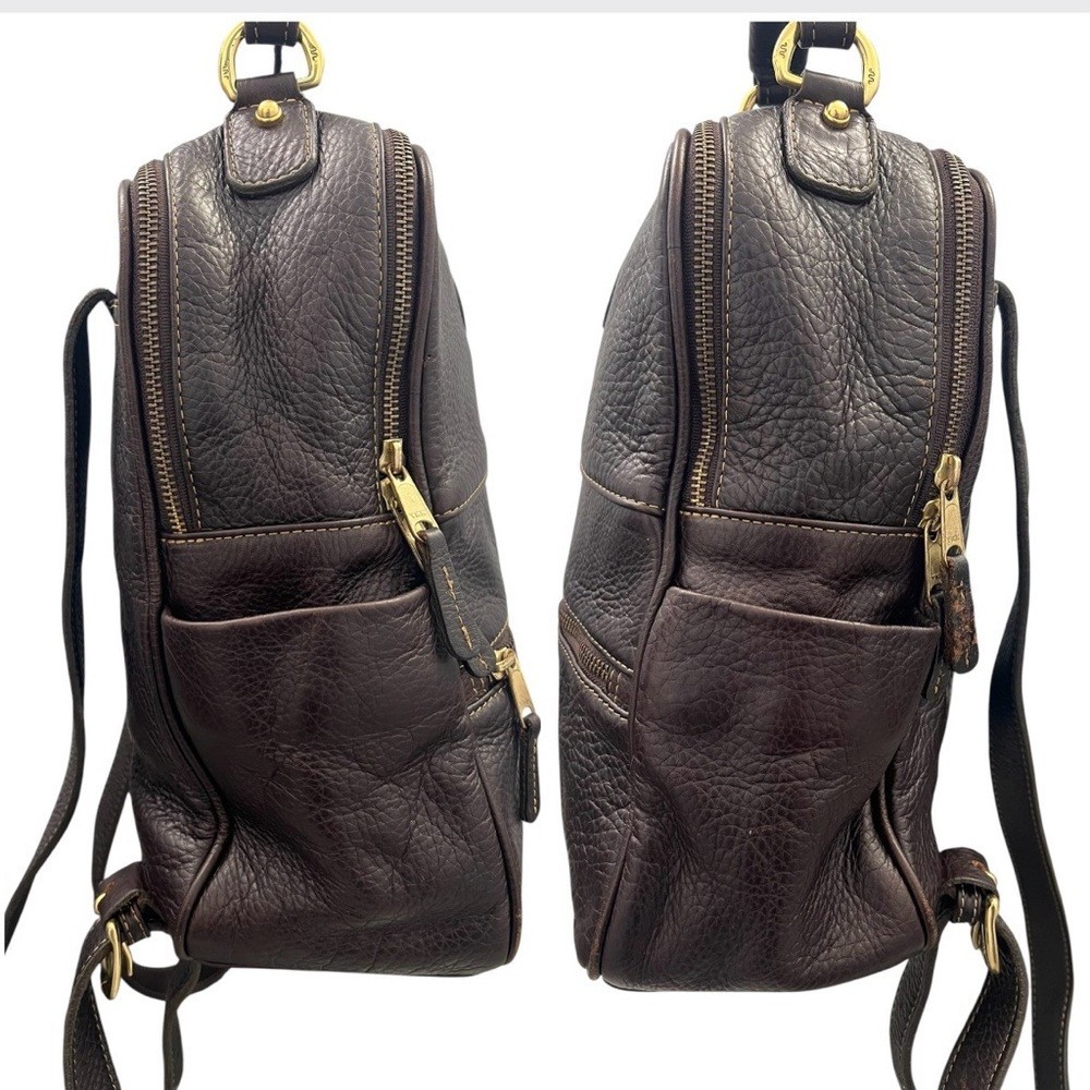 King Ranch Classic Dark Brown Leather 2 Compartments Adjustable Straps Backpack